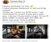 Body Positivity from Anupam Kher. Honestly, kudos to him for achieving this at that age. I promise, I thought it was either Milind or Rahul Dev upon my first glance. from anupam kher smita jay kar fucking nakedonia gandhi xxx nude