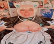 ? Cat Maid Vanilla from Nekopara (Hentai) ? 15+ pics &amp; vids include groping, rubbing my pussy, french maid dress, ahegao, stockings, adorable cat theme, and 48DD boobs with large areolas! from giantess cat maid