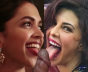 Jacqueline Fernandez &amp; Deepika padukone together Licking 1 cock from amisha patel deepika padukone jacqueline fer