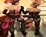 Alexa De Barr (left) and Dabria Aguilar (R) backstage at Moulin Rouge from lisbella aguilar