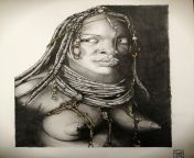 Himba woman, me, graphite, 2019 from himba woman
