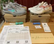 [WTS] Off-White Nike Air Max 97 OG Menta size 9 and Off-white Nike Air Vapormax white size 7 from andela white