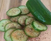 As a vegan and a part time raw vegan I love fruits and veggies. Especially the nutricious cucumber, so hydrating. ?? (sneak peak) I enjoyed the cucumber slices with chili powder. ?? My titties liked it as well. Previously another body part was tightly wra from village mon and son part