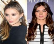 Would you rather... (1) Receive a double blowjob from Elizabeth Olsen and Hailee steinfeld and cum on their faces, OR, (2) Fuck one ( pick one ) While the other watches, and then cum on the watcher&#39;s tits? from sharing the cum on their faces