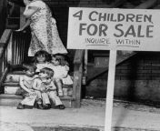 Mother Hides Her Face In Shame After Putting Her Children Up For Sale, Chicago, 1948. More info in comments. from mother shares her