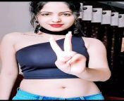 Priya Tiwari navel in off-shoulder navy blue top and blue jeans from priya raman navel fakes freefake