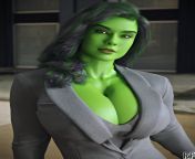 She-Hulk&#39;s lawyer suit can&#39;t contain her huge tits (Rude Frog 3D) [Marvel] from rule34 pregnant pigtails huge tits