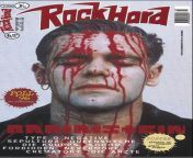 Rock Hard magazine cover featuring one of the alternate Sehnsucht photoshoot images. from cover rammstein