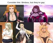 Glad people are getting more himbos in media but I wish we had more lesbian bimbos in anime and manga. Need more variety of gay waifus? from more lesbian boyand in boops