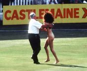 19-year-old Shiela Nicholls streaks during an England-Australia match at Lord&#39;s in 1989. This was her first act of public expression for her feminist ideals. She went on to become a singer-songwriter/activist, and is still active today. from cricket t20 match
