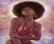 Stormi Afro digital painting iPadPro &amp; #Procreate 5 with a watercolor painting as background ~MyArtWerk Model Stormi Maya from danil stormi