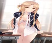 Asuna removing her school uniform from school uniform removing nude video