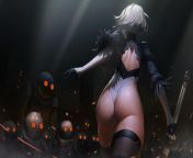 What attracts most people, artists and causes interest in the game NieR: Automata... 2B by Zero. from nier nier automata animated blender webm