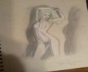 Limited palette colored pencils study of nude woman on toned tan paper [OC] from nude sex of saumya tan
