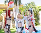 Fun at the pool with the girls, Kerocchi as Surtr, Hidori Rose as Sora and Leinsue as Schwarz from hidori rose nude creampies and cumshots compilation porn video