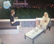 This is probably one of the weirdest autonomous things Ive seen my sims do. Heres a picture of Judith Ward sunbathing in the nude while her husband watches while eating his dinner from mall officer while her husband watches