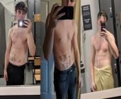 M/19/5&#39;8[73kg&amp;gt;70kg=3kg] I went down to about 68kg then gained it back as muscle! Photos are January, February and March (left to right) been hitting the gym with a combination of free weights, calisthenics, cardio and yoga plus training taekwon from 155chan pollyoctor and march