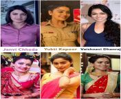 You get to Marry &amp; Breed one of these 3 cop actresses. Whom will you choose &amp; why? Janvi Chheda Vs Yukti Kapoor vs Vaishnavi Dhanraj from yukti