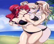 Junko and Hilda on the beach [Cross Ange crossover] from xxx cross ange rondo of ang