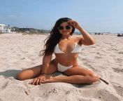 Brunette, white bikini &amp; white sands from indigo white bikini