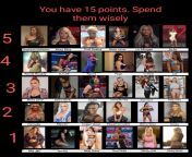 Women&#39;s wrestling. current and past wwe. 15 points to spend, you get 1 extra point if you pick women who were members of a tag team (Bliss/Cross, Asuka/Kairi, Natalya/Tamina etc). my first attempt at one of these! from wwe girls nangi wrestling videos