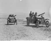 Australian patrol in a Ford Model Ts armed with Lewis guns from ford model