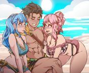 Claude Vacationing With His 2 Girlfriends after 3 Hopes(Marianne x Claude x Hilda)(my commission by @okkinzo) from mobile legends sex claude x fanny