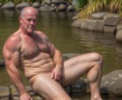 Sexy Nude Musclebear Daddy Sunbathing in Creek from sona heiden sexy nude