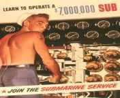 Gay Vintage - Magazine ad 1940s - Join the Navy - Submarine - shirtless navy man - homoerotic from navy nayar sex3g
