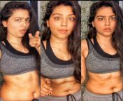 Kajal Tiwari deep navel in grey top with black sport bra and pants from kajal her bra images in
