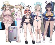 C &amp; C in swimsuits (Akane, Toki, Neru, Asuna &amp; Karin by @pizzasi7 from twitter) from ray c akitombwa picha zake