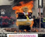 Montenegro today. People from montenegro are setting Putin&#39;s mascot on fire. from arely montenegro