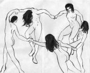 Studying &#34;La danse&#34; by H. Matisse with brush and ink from ghanaian masturbating with brush