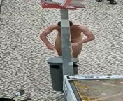 Man attacks a police officer and others citizens then gets naked on a street in Lisbon, Portugal from police man and aunty sexmage xxx ind text