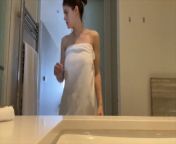 GIF Alexandra Daddario in a towel in YouTube video from view full screen alexandra daddario in bikini for why women kill