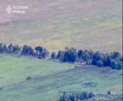 Russian armored column come under Ukrainian artillery fire. Video shared by the State Border Guard Service of Ukraine. July, 2023. from video download by