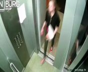 Russian Couple Have Bloody Fight in Elevator; Both Come Back to Clean Up Mess and the Miss Spray Paints the Cameras from i39m back bathroom clean