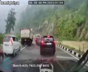 Just not their day-Two people died as giant boulders came crashing down a hill and completely crushed two cars due to a landslide in Nagaland state, India. from dimapur nagaland 3g